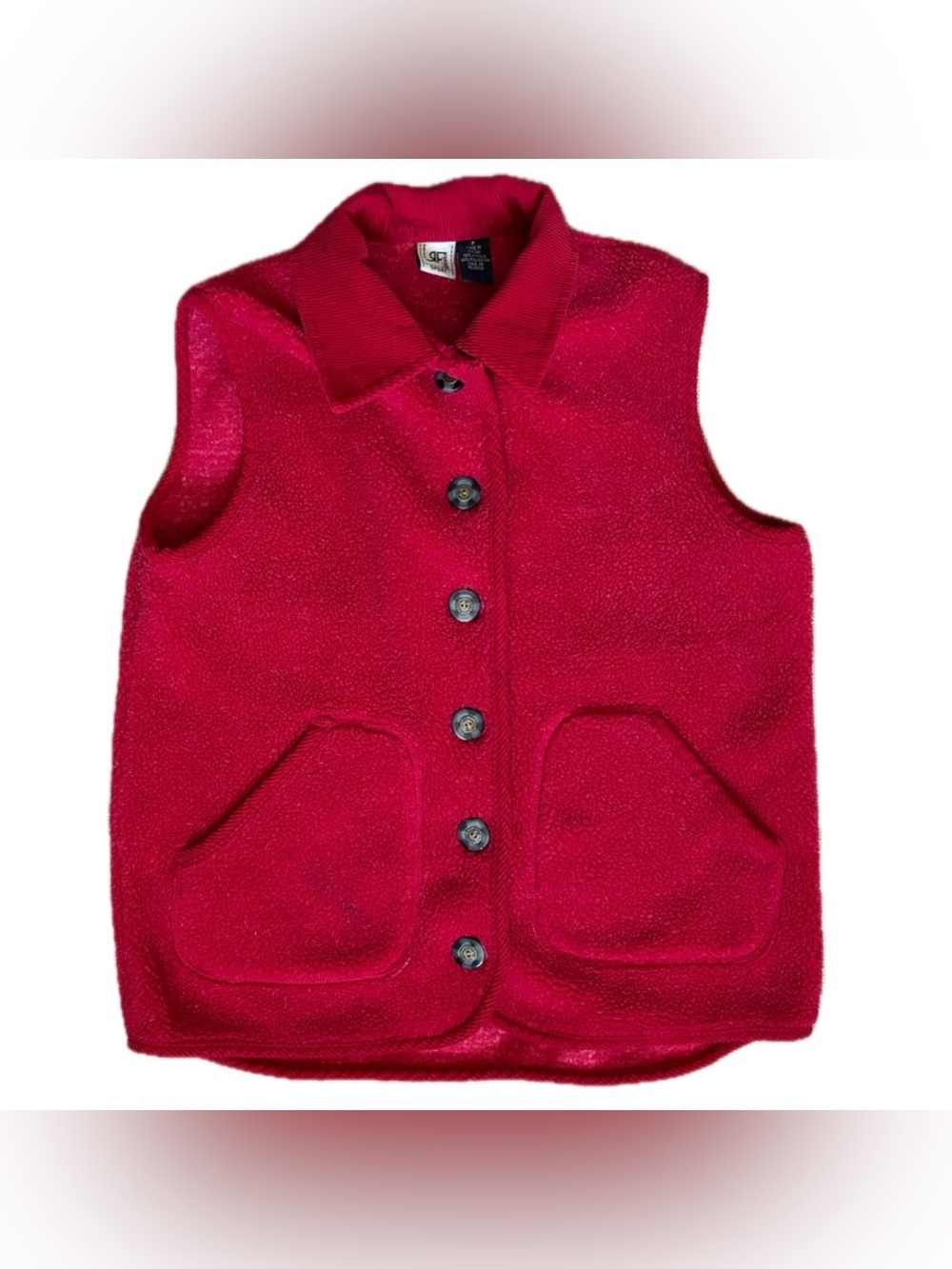 Vintage Rafaella Sport Red Sherpa Fleece Vest Fits Petite Medium Outdoors Chore